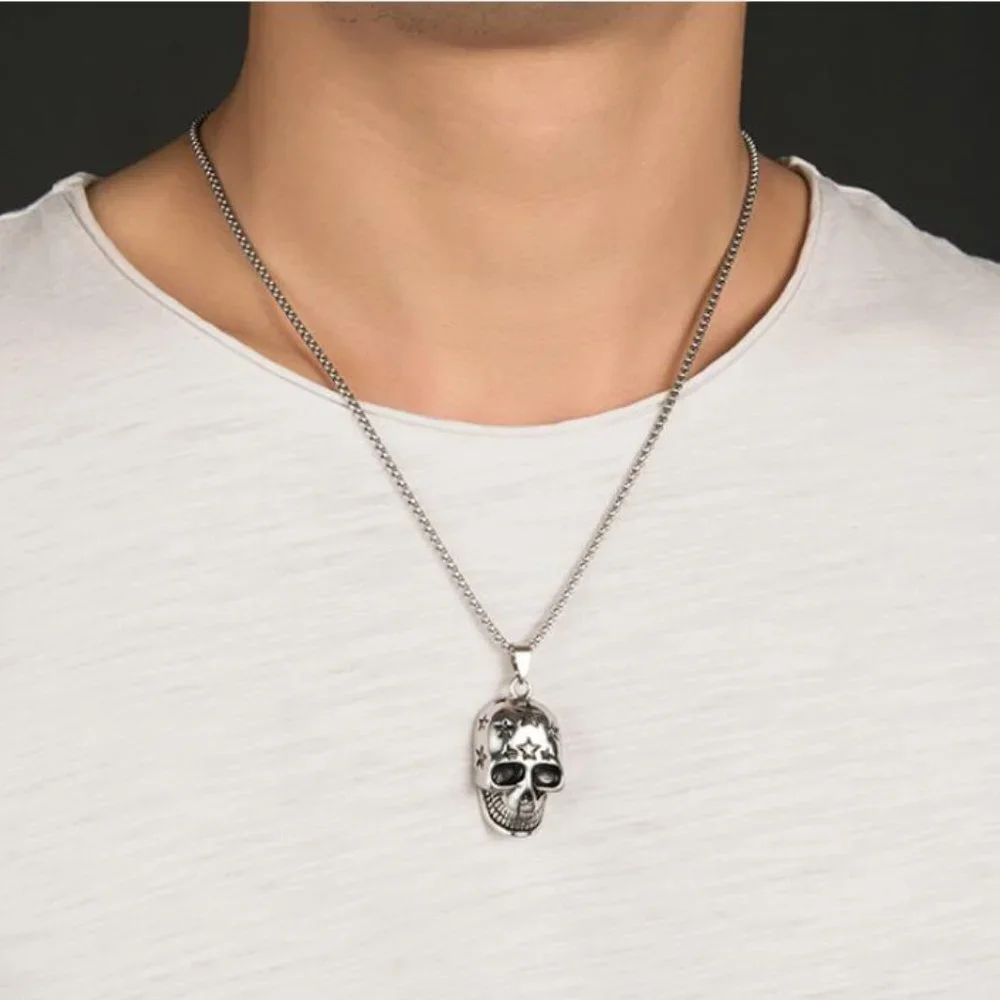 ❤️Ghost head Skull pendant Necklace for women/men, N90201P164